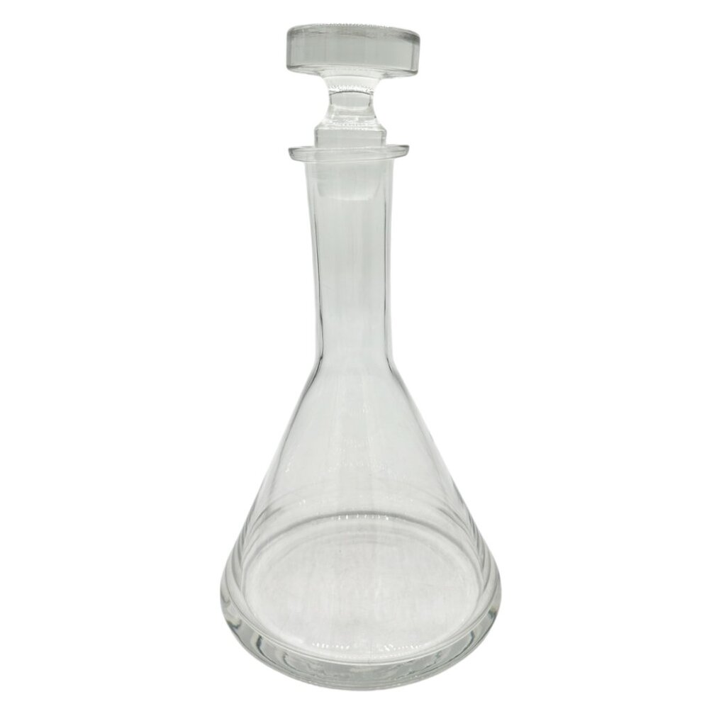 Vintage Glass Decanter With Stopper Clear Elegant Home Bar Décor Holds 24 fl ozs